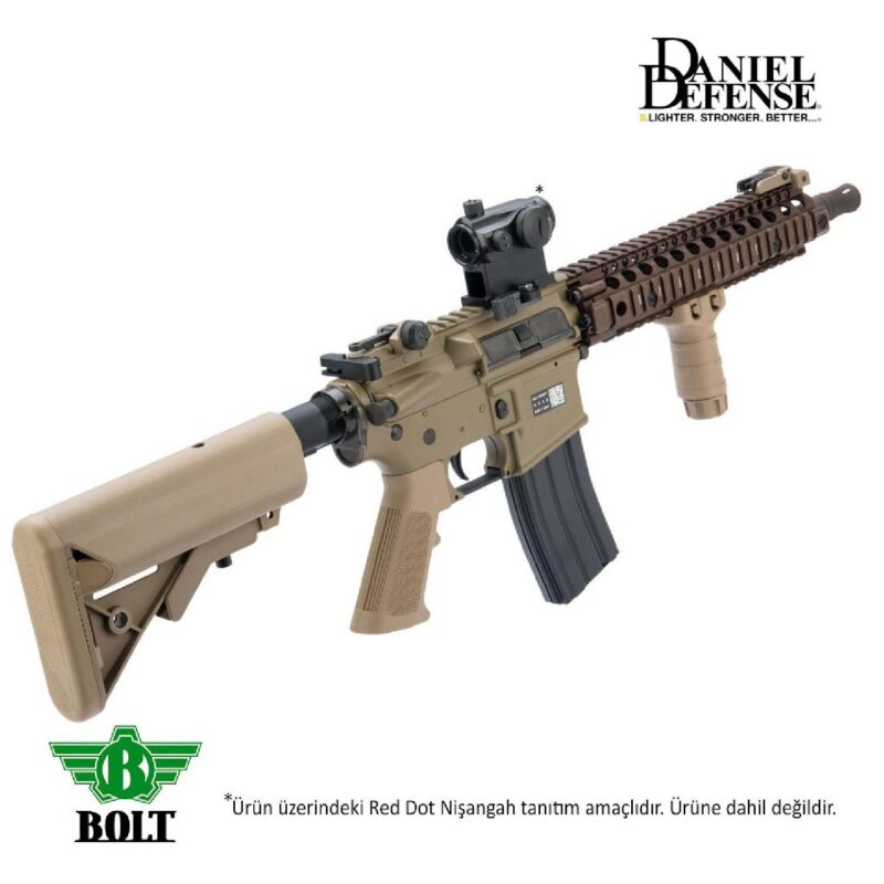 BOLT Daniel Defense Lisanslı DD MK18 MOD1 BRSS Gerçekçi Tepmeli Tan AEG Airsoft Tüfek - Görsel 4