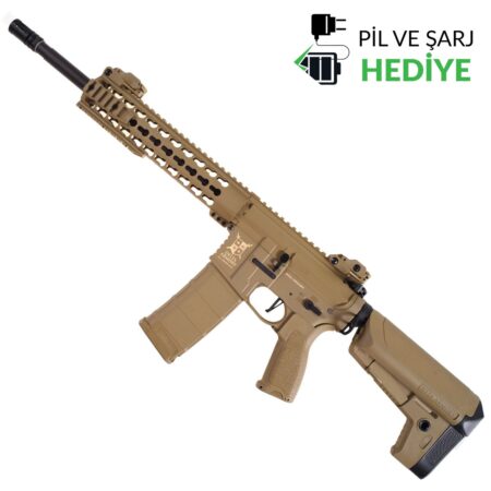 Delta Armory  M4 AR15 KeyMod 10" Charlie Full Tan AEG Airsoft Tüfek / Pil Şarj Setli
