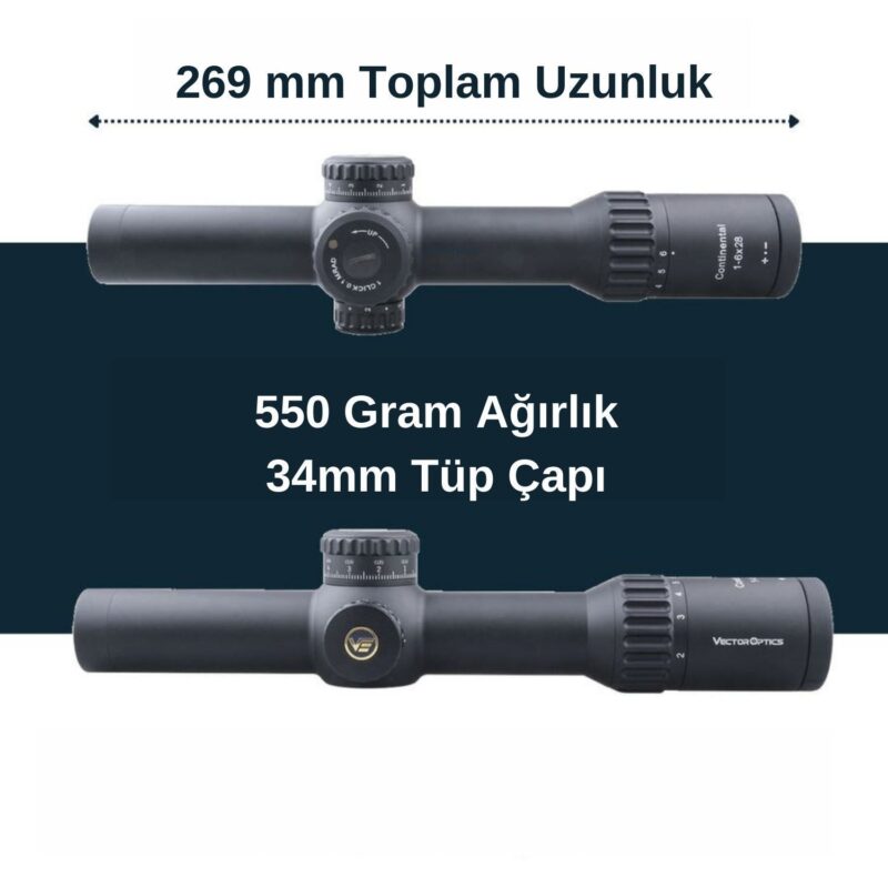 Vector Optics Continental 1-6x28 FFP Tüfek Dürbünü - Görsel 6