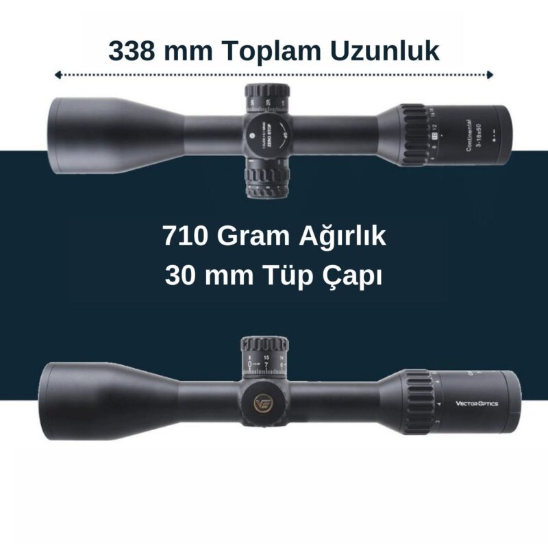 Vector Optics Continental x6 3-18x50 SFP ARI Tactical Lock Tüfek Dürbünü - Görsel 3