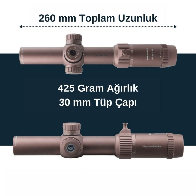 Vector Optics Forester 1-5X24 Gen II FDE Tan Tüfek Dürbünü - Görsel 2