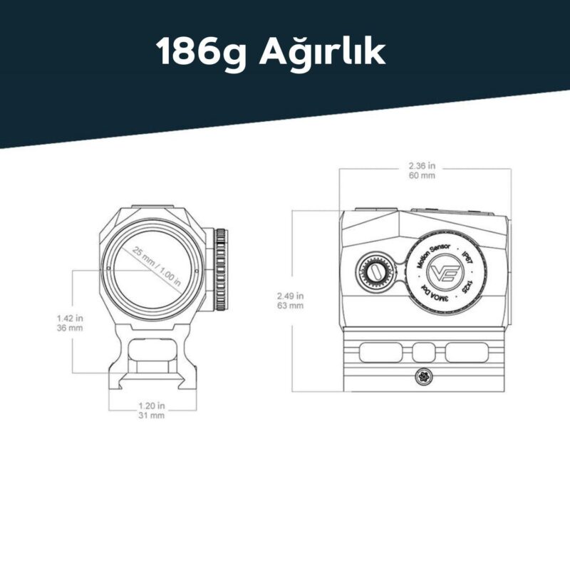 Vector Optics Scrapper 1x25 Micro Ultra Compact Enclosed Red Dot Nişangah - Görsel 4