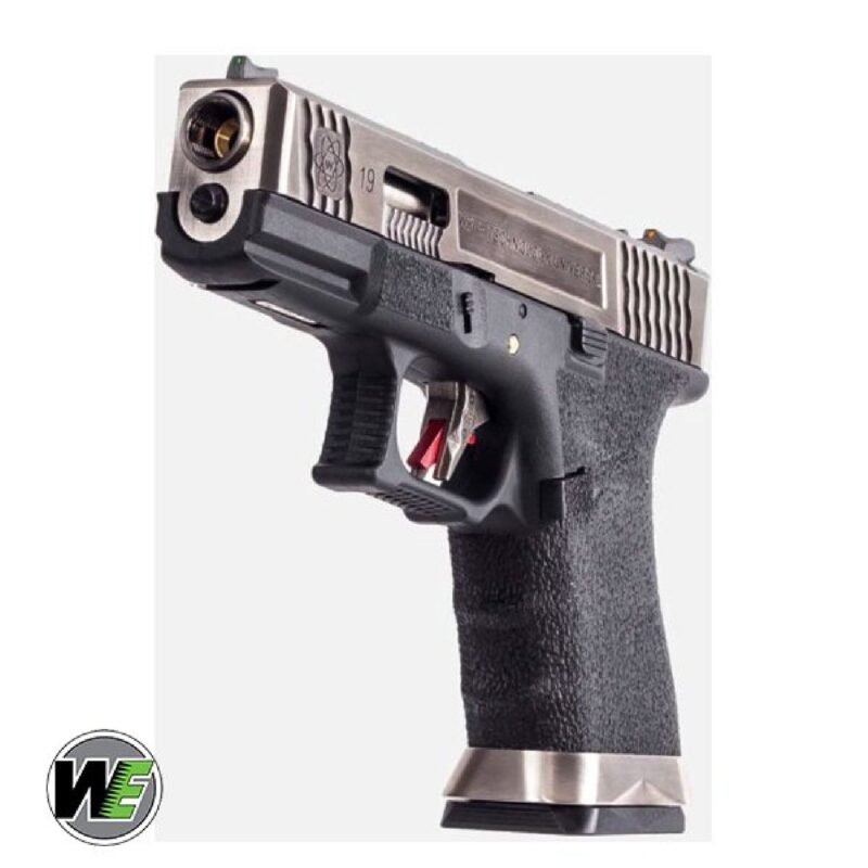 WE Glock G19 T7 Gümüş Kızak & Namlu Siyah Gövde GBB Airsoft Tabanca - Görsel 3