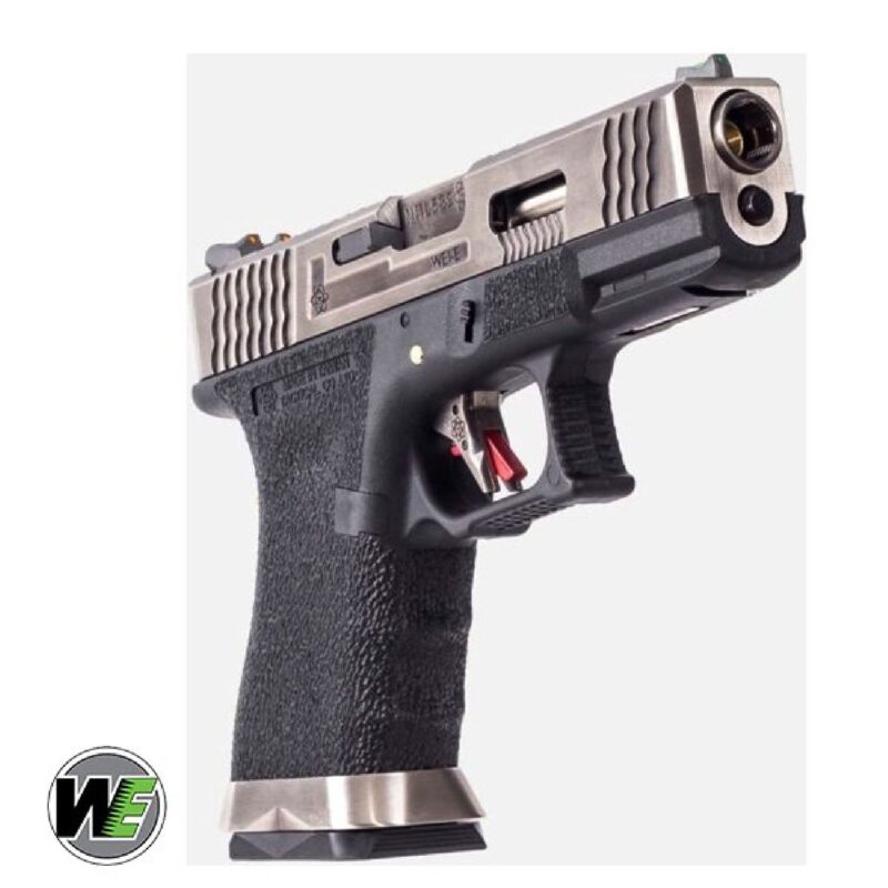 WE Glock G19 T7 Gümüş Kızak & Namlu Siyah Gövde GBB Airsoft Tabanca - Görsel 4