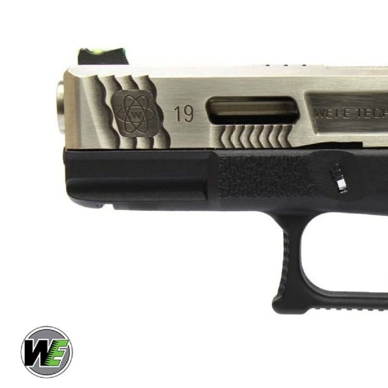 WE Glock G19 T7 Gümüş Kızak & Namlu Siyah Gövde GBB Airsoft Tabanca - Görsel 7