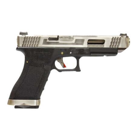 WE Glock G34 T7 Gümüş Kızak & Namlu Siyah Gövde GBB Airsoft Tabanca