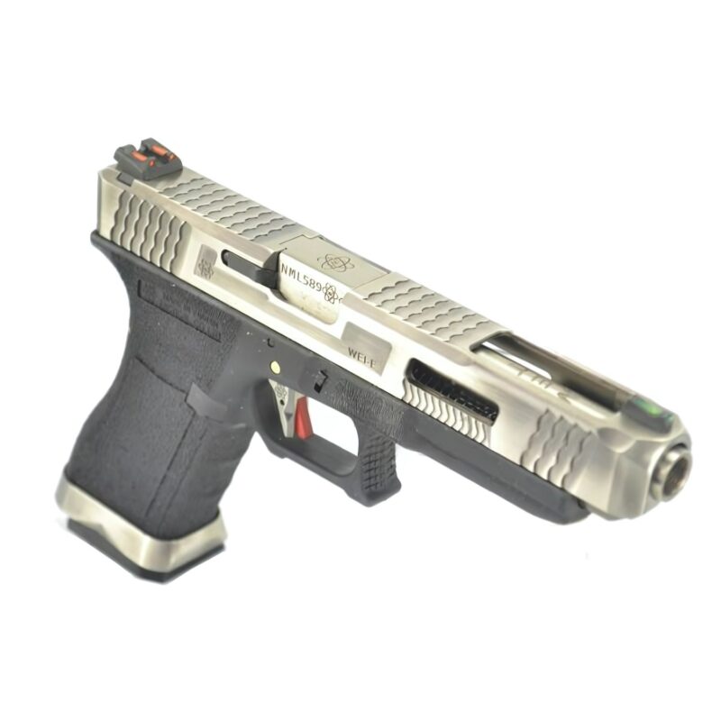 WE Glock G34 T7 Gümüş Kızak & Namlu Siyah Gövde GBB Airsoft Tabanca - Görsel 5