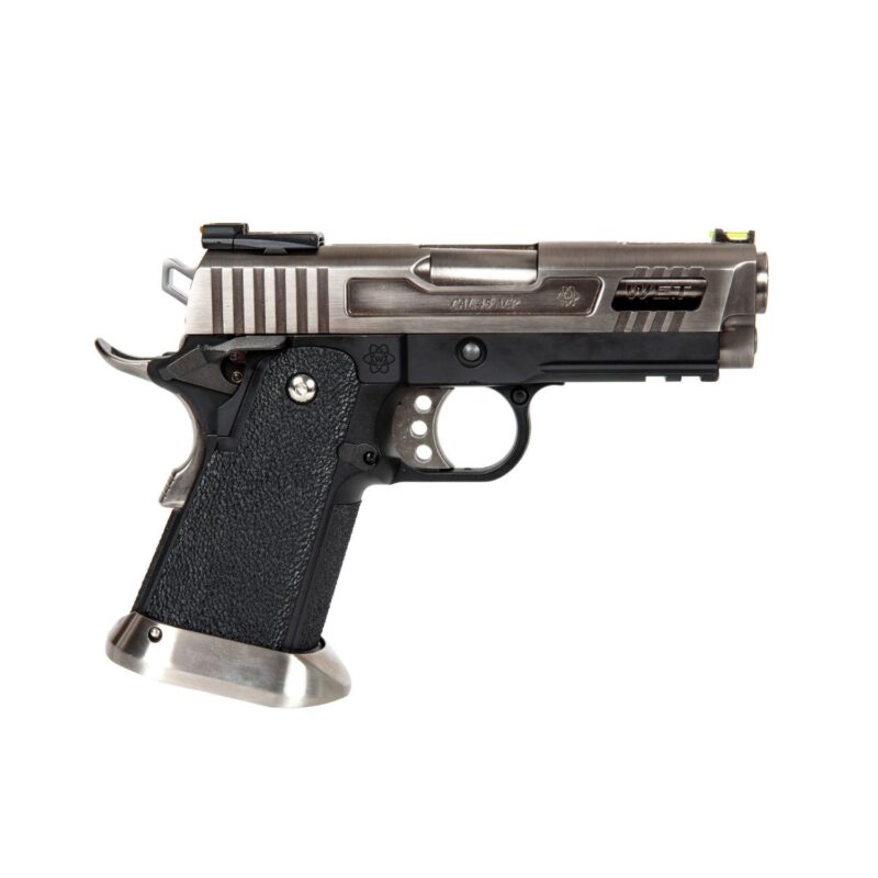 WE Hi-Capa Brontosaurus 3.8" Silver Full Auto GBB Airsoft Tabanca - Görsel 7