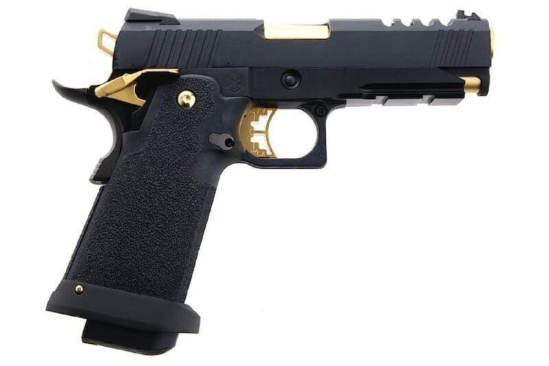 AW HX2711 4.3" Hi-Capa Slide Cut Compact Black & Gold GBB Airsoft Tabanca