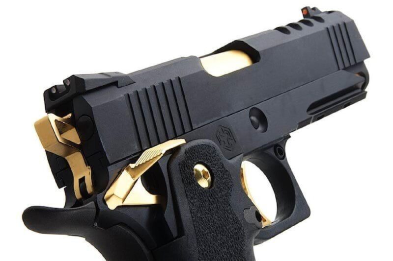 AW HX2711 4.3" Hi-Capa Slide Cut Compact Black & Gold GBB Airsoft Tabanca - Görsel 3
