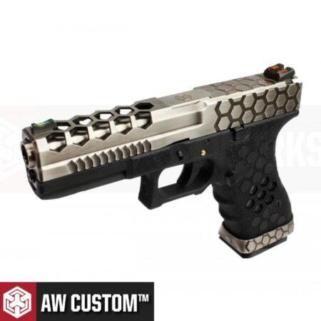AW VX0100 Glock G17 Hex Cut Silver & Black GBB Airsoft Tabanca