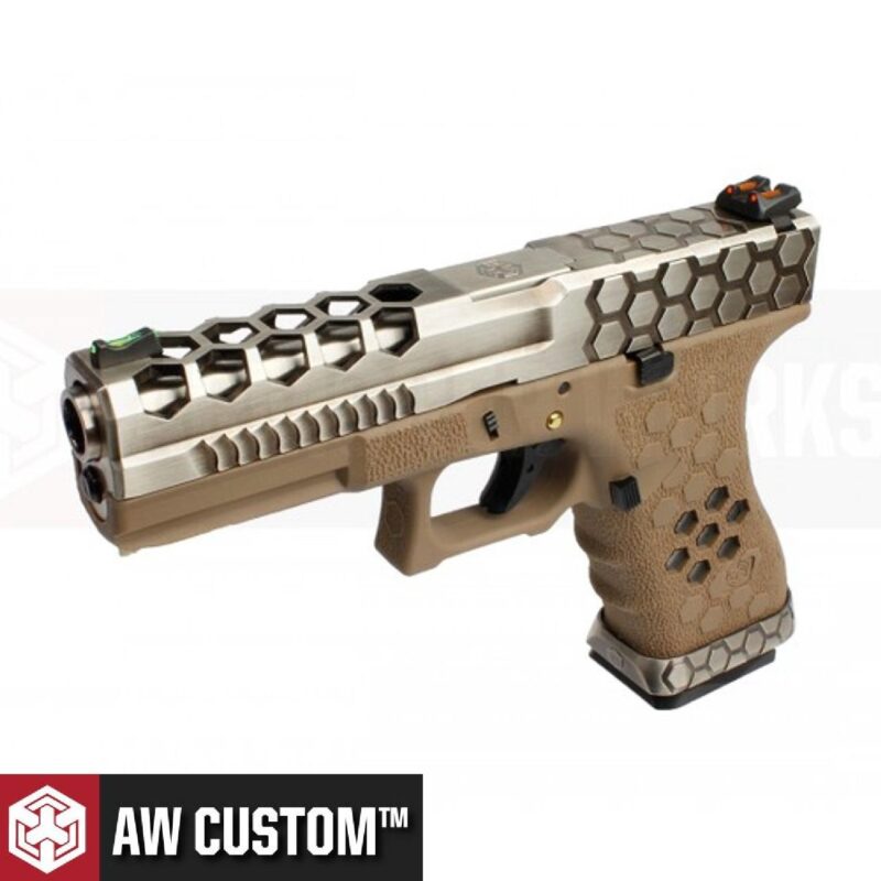 AW VX0110 Glock G17 Hex Cut Tan & Gümüş GBB Airsoft Tabanca