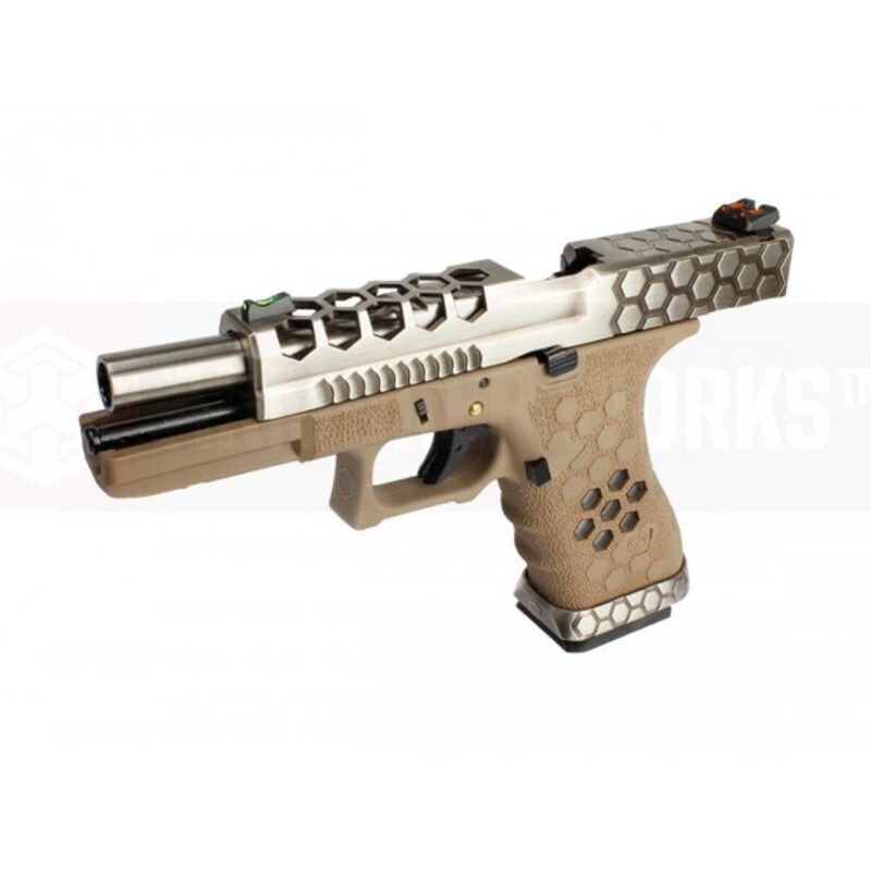 AW VX0110 Glock G17 Hex Cut Tan & Gümüş GBB Airsoft Tabanca - Görsel 2