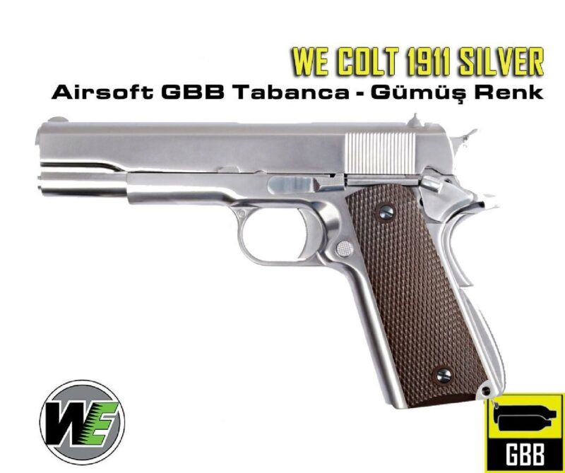 WE COLT 1911 Silver Kahve Kabza GBB Airsoft Tabanca - Görsel 4