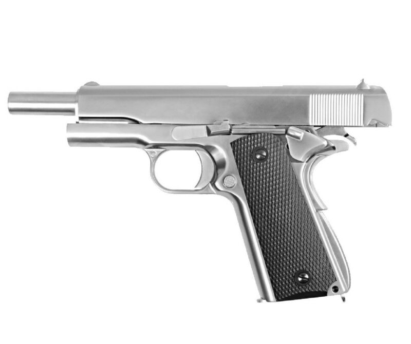 WE COLT 1911 Silver Klasik Siyah Kabza GBB Airsoft Tabanca - Görsel 3