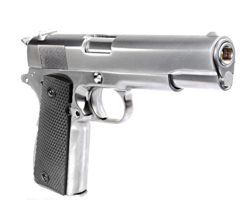 WE COLT 1911 Silver Klasik Siyah Kabza GBB Airsoft Tabanca - Görsel 4