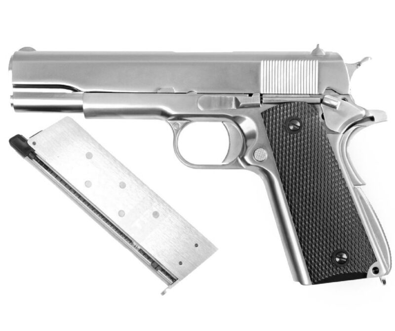 WE COLT 1911 Silver Klasik Siyah Kabza GBB Airsoft Tabanca - Görsel 5