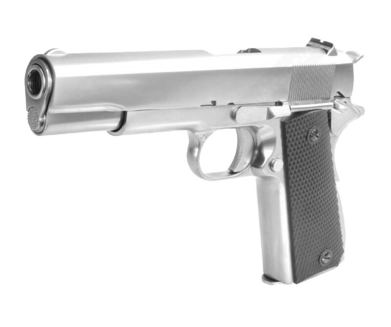 WE COLT 1911 Silver Klasik Siyah Kabza GBB Airsoft Tabanca - Görsel 6