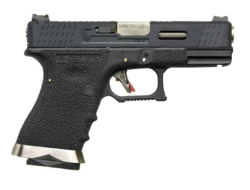 WE Glock G19 T5 Siyah Kızak & Gövde Gümüş Namlu GBB Airsoft Tabanca