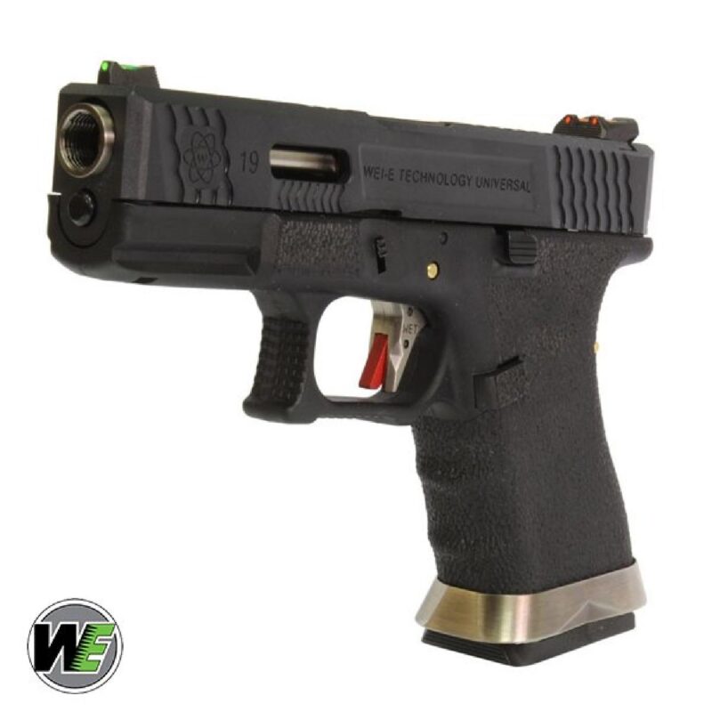 WE Glock G19 T5 Siyah Kızak & Gövde Gümüş Namlu GBB Airsoft Tabanca - Görsel 3
