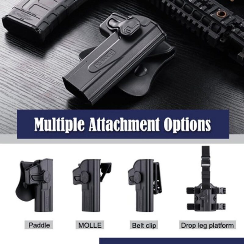 Amomax Glock Uyumlu Siyah Sağ Tabanca Kılıfı - Görsel 3