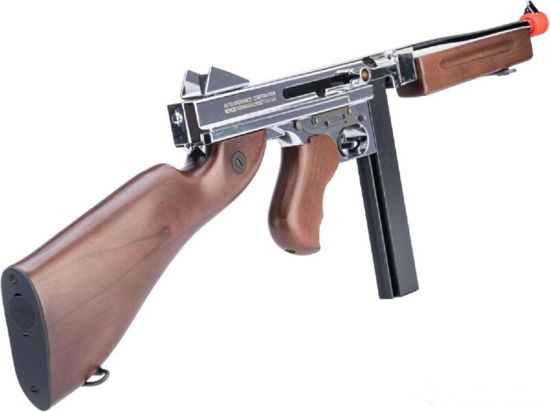 CYBERGUN Thompson M1A1 Silver Gerçek Ahşap AEG Airsoft Tüfek - Görsel 2