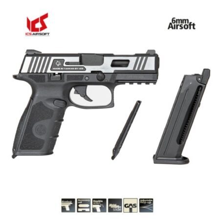 ICS XFG Hairline Siyah & Gümüş GBB Airsoft Tabanca