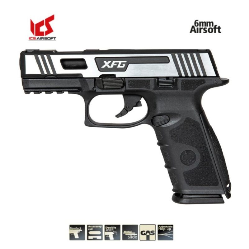ICS XFG Hairline Siyah & Gümüş GBB Airsoft Tabanca - Görsel 2