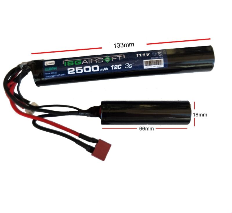 ISG Airsoft Lityum Iyon Pil 11.1v 2500 mAh 2 Yaprak T-Plug - Görsel 2