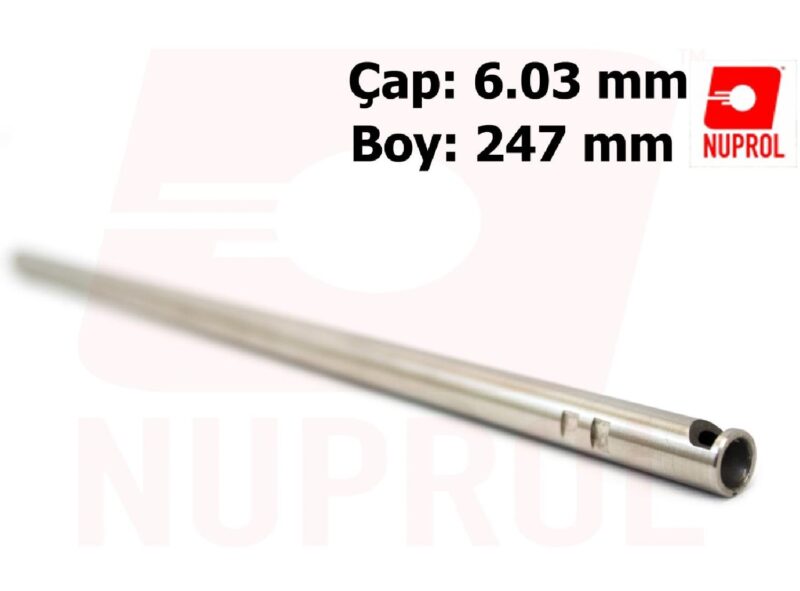 NUPROL Paslanmaz Çelik Airsoft İç Namlu Inner Barrel 247mm 6.03mm